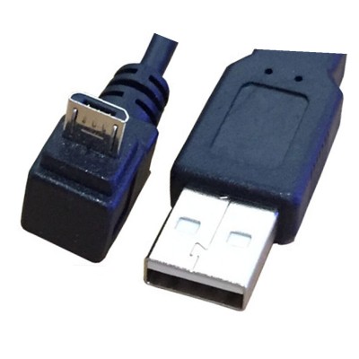 1m down angle 480mbps black Micro usb 5pin male to USB 2.0 A male data transfer power charge cable