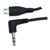 35cm Black right angle Micro usb 5pin male to 3poles 3.5mm audio cable