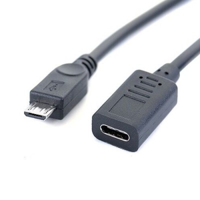 27cm Support Charge & Sync USB Type C Female to Micro USB Male Cable for electronic device