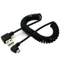 Spiral 1.5m/5ft right angle USB 2.0 A male to right angle Micro usb 5pin male cable