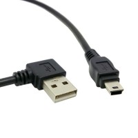 50cm Black right angle USB 2.0 A male to Mini usb 5pin male data charge cable