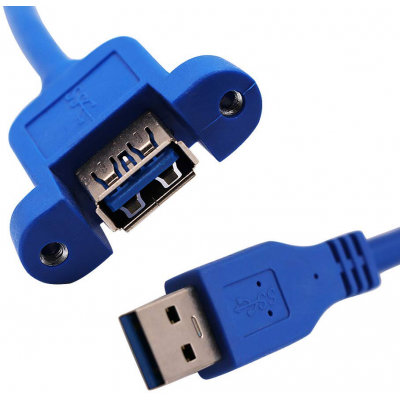 Blue color 5Gbps 50cm USB 3.0 Panel-Mount Type A Male to Type A Female Cable