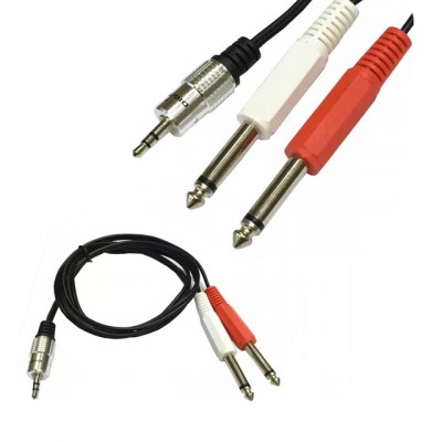 Metal 3.5mm Male to Double 6.5mm stereo aux cable 1m Cabletolink 2019