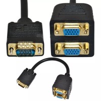 VGA Male to double VGA Female Y Splitter cable 20cm Black color