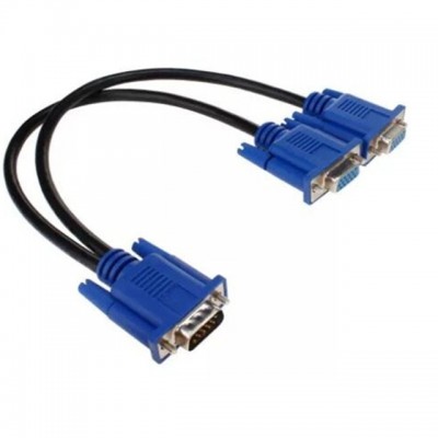 VGA Monitor Y Splitter Cable 1 Male to 2 Female for Screen Duplication - 1 Foot