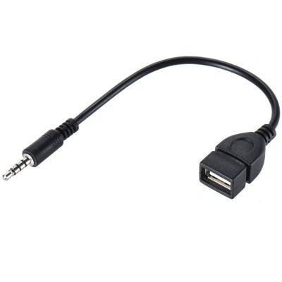 Black high quality 3.5mm Male AUX Audio Plug Jack To USB Female Converter Cable Cord for Car MP3