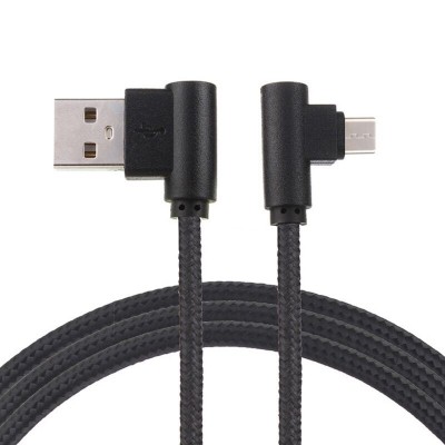 3m 90 degree nylon braid Micro usb 5pin to USB 2.0 A male data charge cable for play games