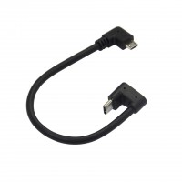 20cm black color U Shape USB Type C male to Right angle Micro usb 5pin male data transfer power charging cable for mobile phone