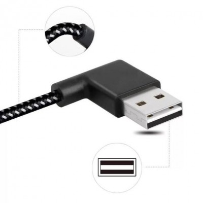 25cm 90 degree braid usb Type C male to double side USB A male data charge cable