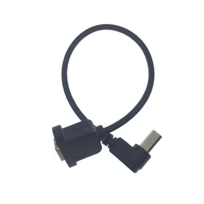 30cm Black color 90 degree USB B male to USB B Female with panel mount screw cable